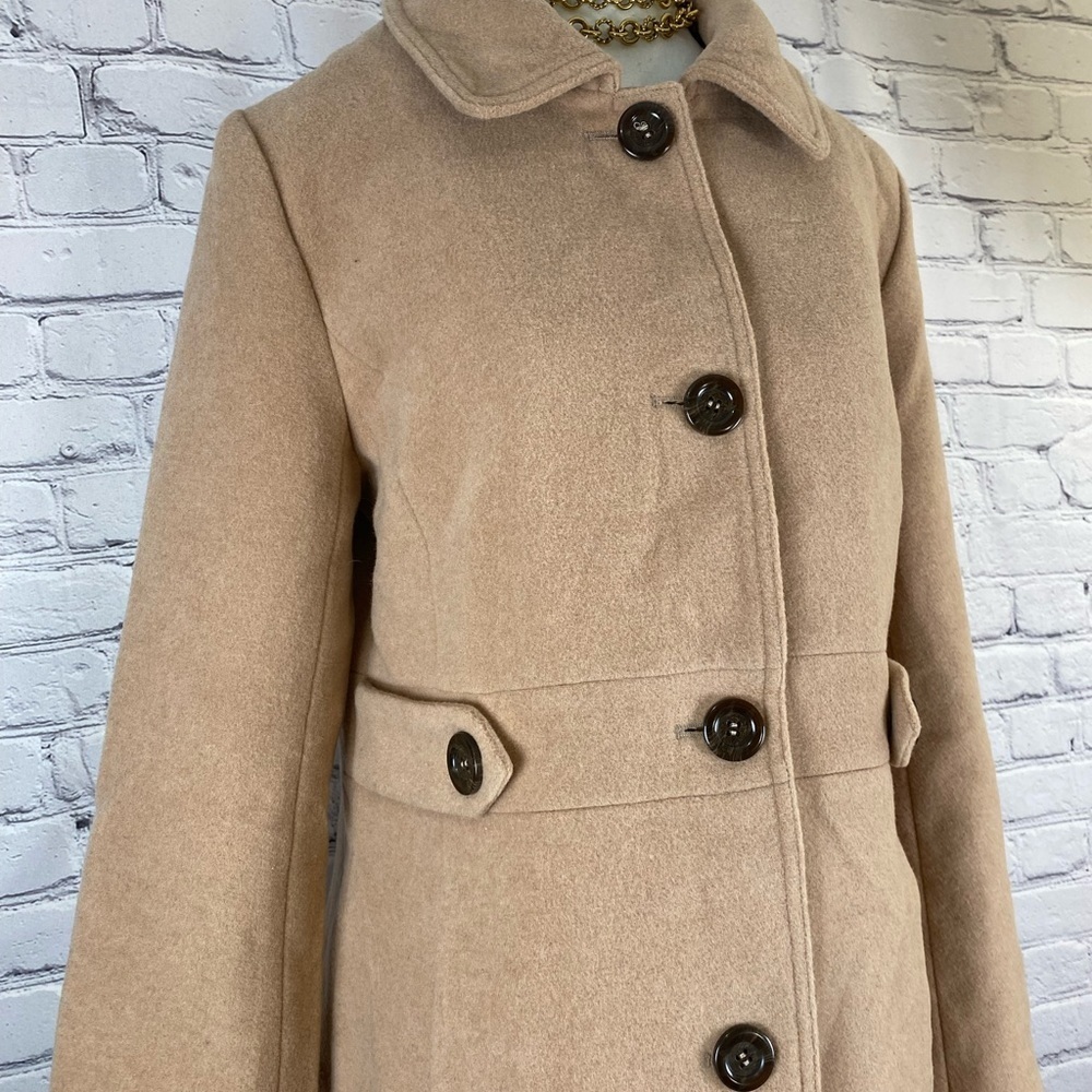 Kimi + Kai Wool Walking Coat Pea Coat Camel Tan size Medium Overcoat Winter Coat - Picture 4 of 15